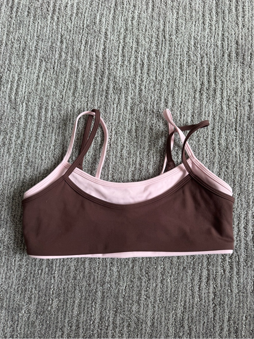 New Liaison the label DOUBLE LAYER SCOOP BRA - mocha brown and soft pink